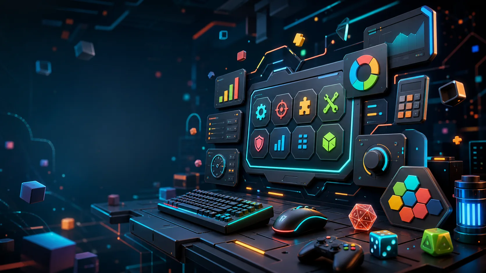Abstract game tools illustration